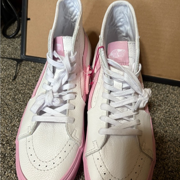 Vans White and Pink High-Top Sneakers - Picture 1 of 5